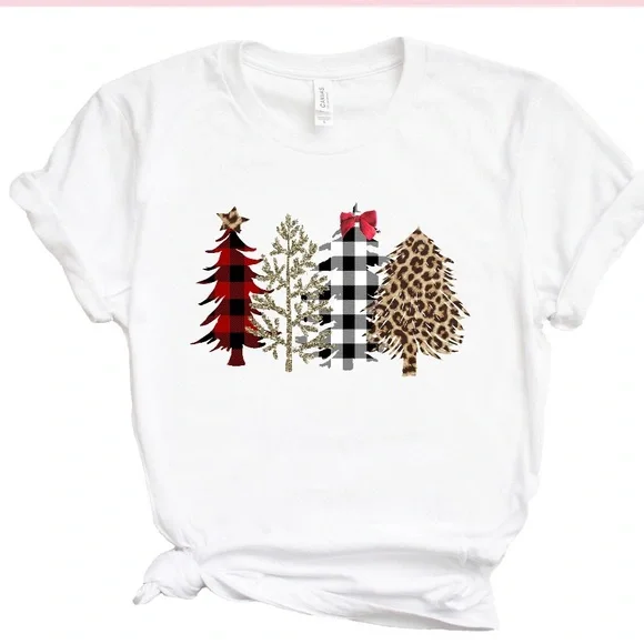 Women’s Adorable White Christmas Tree Shirt - Picture 2 of 5
